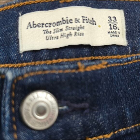 Abercrombie & Fitch‎ Dark Wash Slim Straight Ultra High Rise Jeans Plus Size 16 - Picture 11 of 13